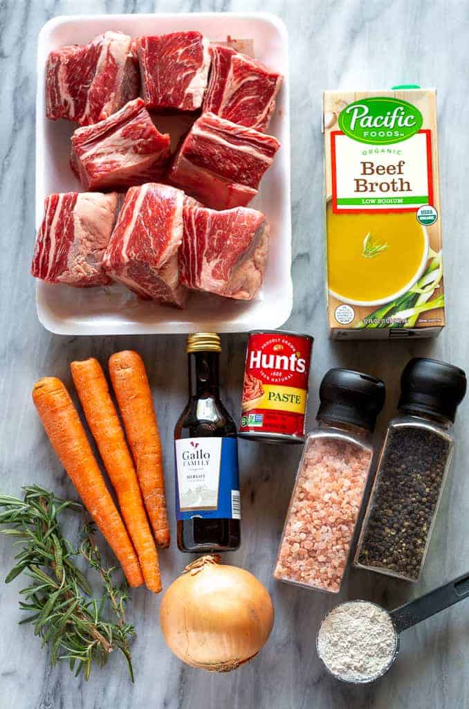 The ingredients for braised short ribs.