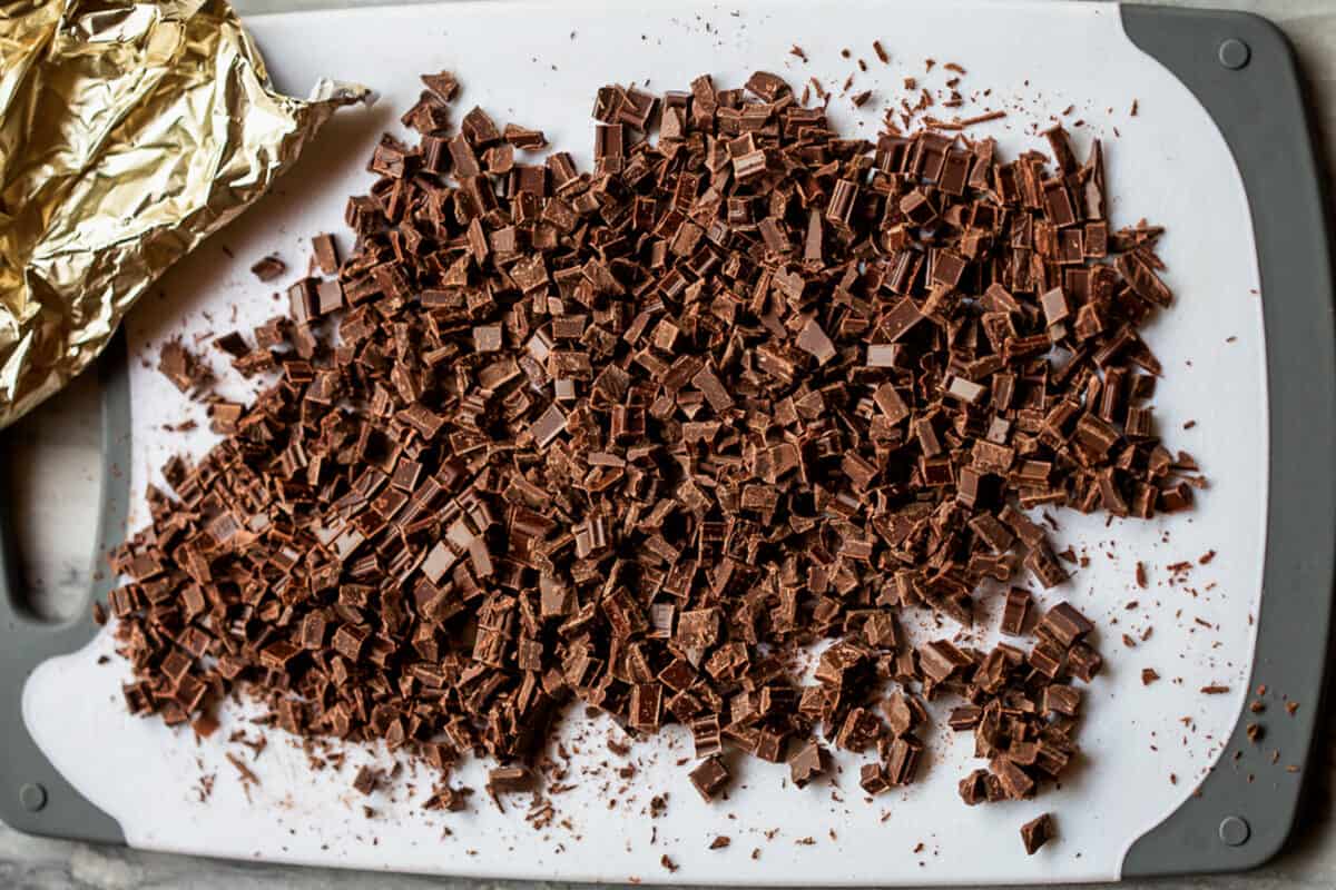 Semi-sweet chocolate, chopped in small pieces.