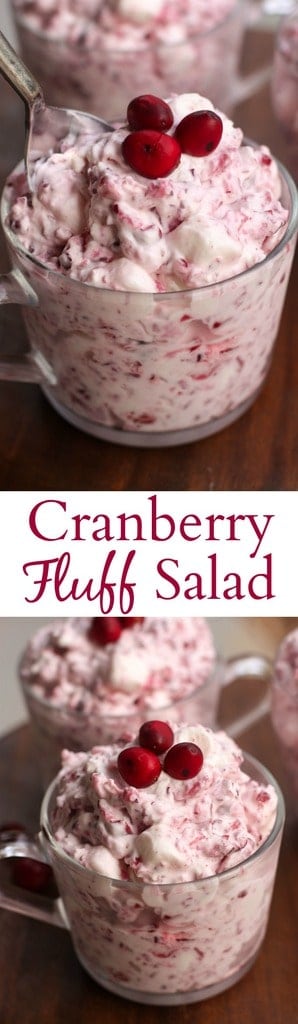 Cranberry Fluff Salad is an easy holiday side dish that's always a crowd favorite! It's creamy, sweet and delicious! | Tastes Better From Scratch