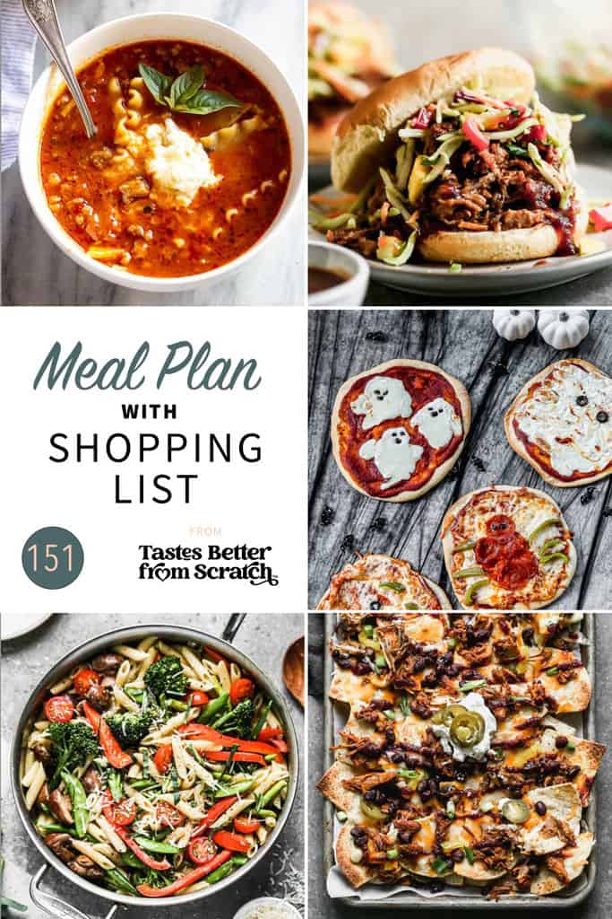 a collage of 5 recipes from meal plan 151.